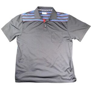 Ben Hogan Polo Shirt Mens Large Black Blue Red Striped Golf Performance Pocket